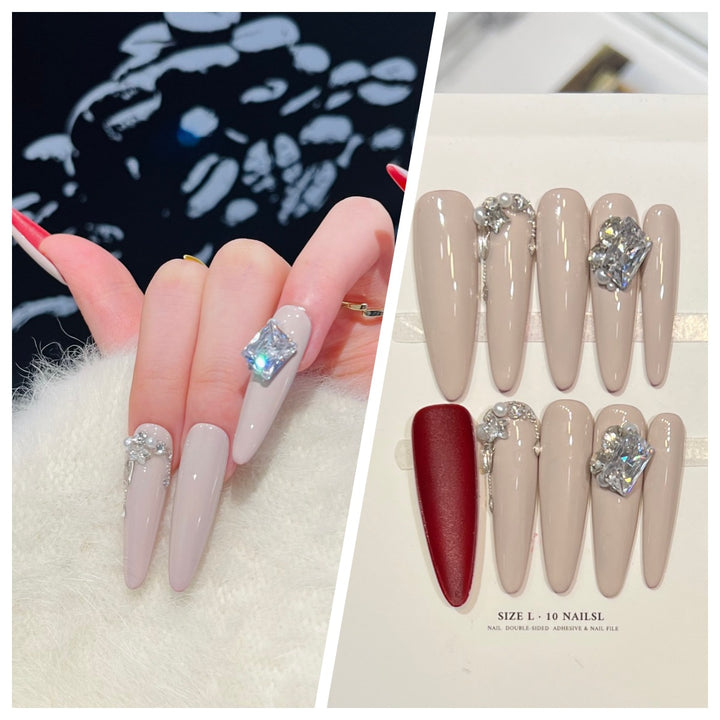 Artistic Stiletto Press-On Nail Set with Charming Patterns Bowlift