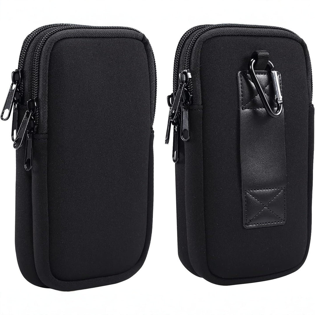 Protective Neoprene Phone Belt Pouch with Double Zip and Carabiner Bowlift