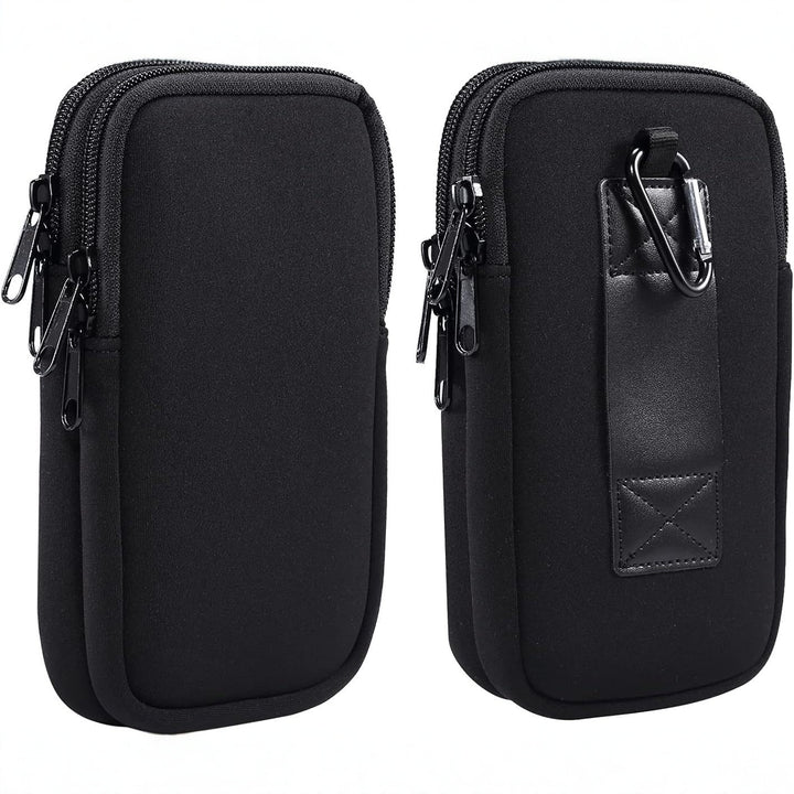 Protective Neoprene Phone Belt Pouch with Double Zip and Carabiner Bowlift