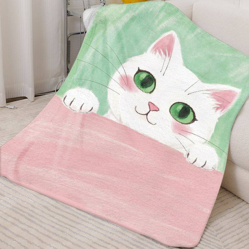 Cute Cat-Themed Fleece Blanket