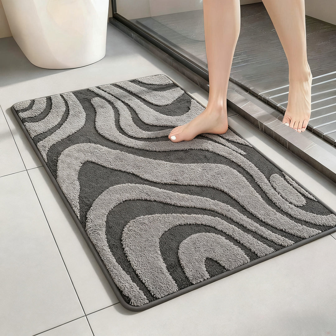Abstract Wave Design Bath Mat Bowlift