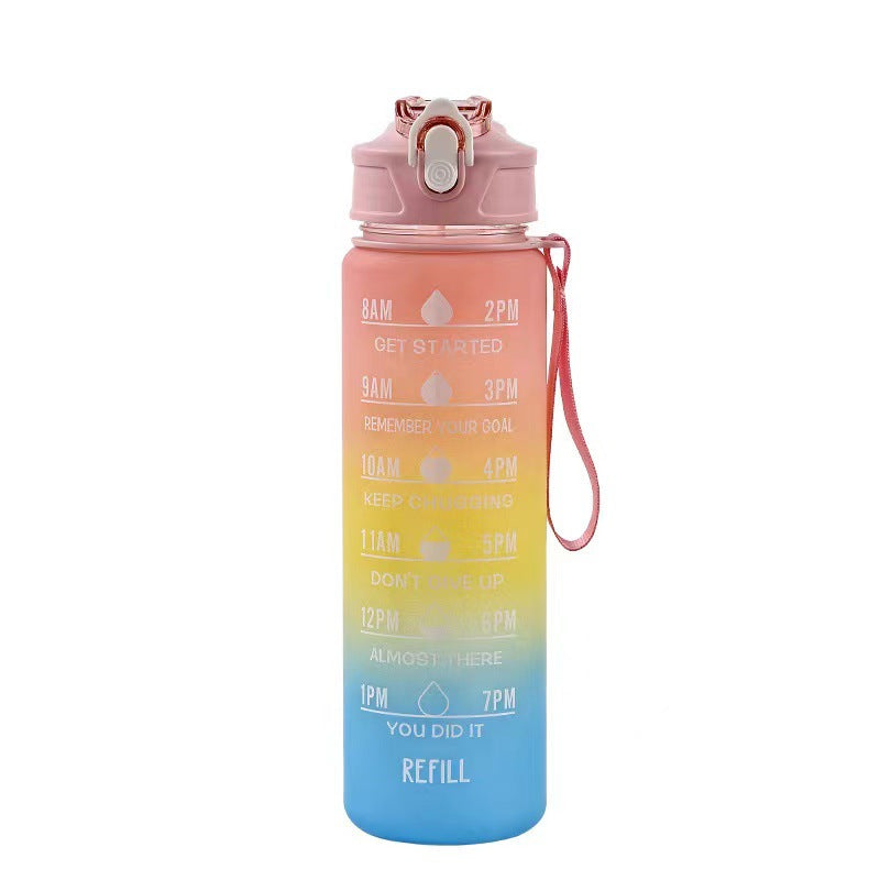 Women's Motivation Water Bottle with Integrated Time Marking Bowlift