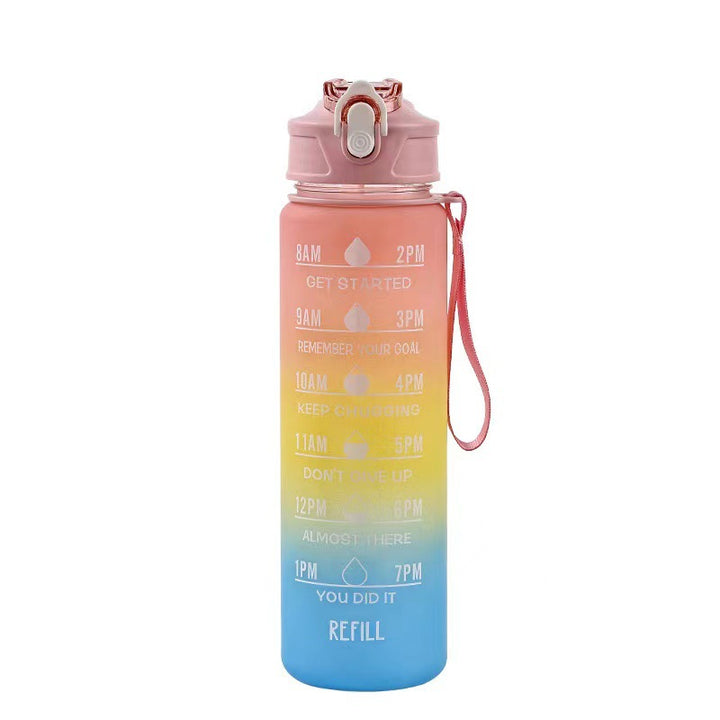 Women's Motivation Water Bottle with Integrated Time Marking Bowlift