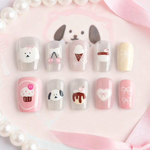 Cute Themed Press-On Nail Set Bowlift
