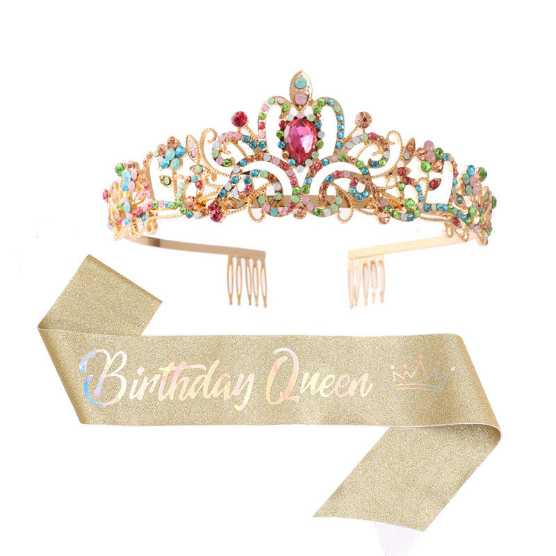 Women's festive birthday sash with glitter Bowlift