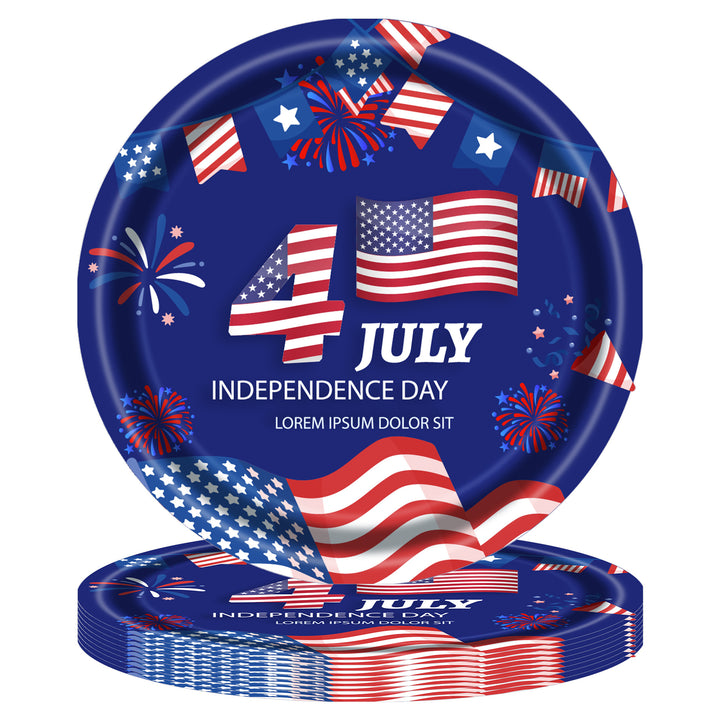 Unisex disposable paper plate with American flag design and Statue of Liberty illustration Bowlift