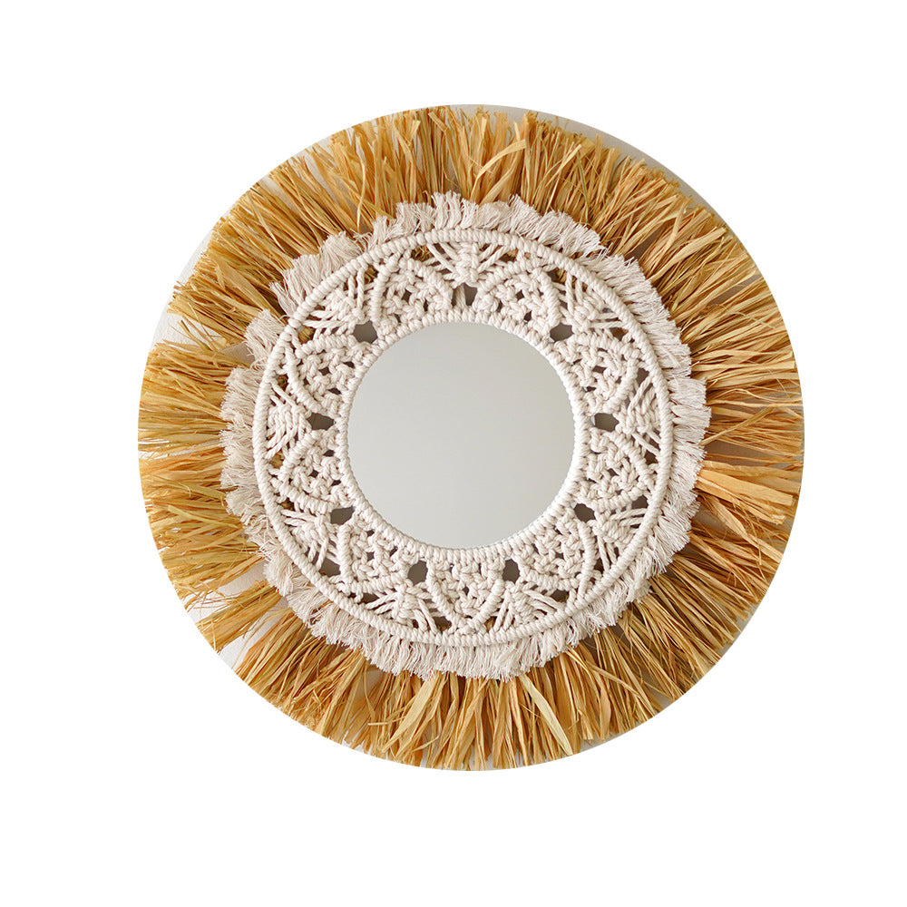 Decorative Macrame Round Wall Mirror Bowlift