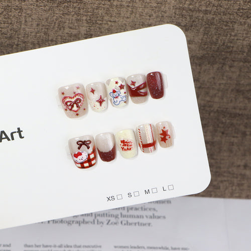 Festive Themed Press-On Nail Set Bowlift