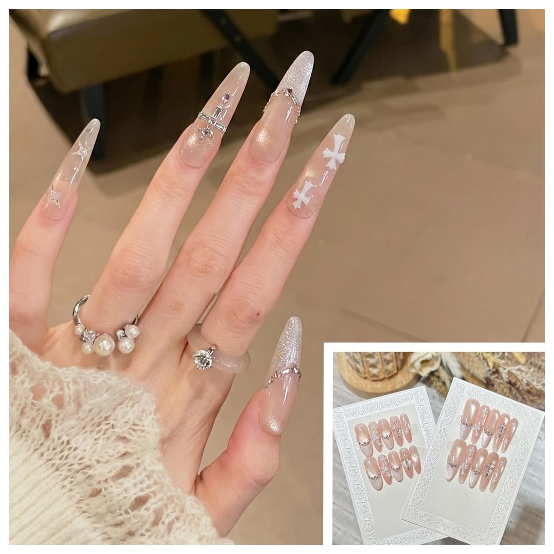 Artistic Stiletto Press-On Nail Set with Charming Patterns Bowlift