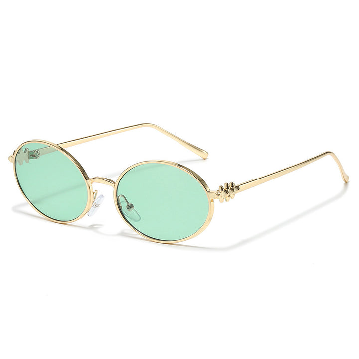 Chic Oval Frame Sunglasses with Decorative Accents Bowlift