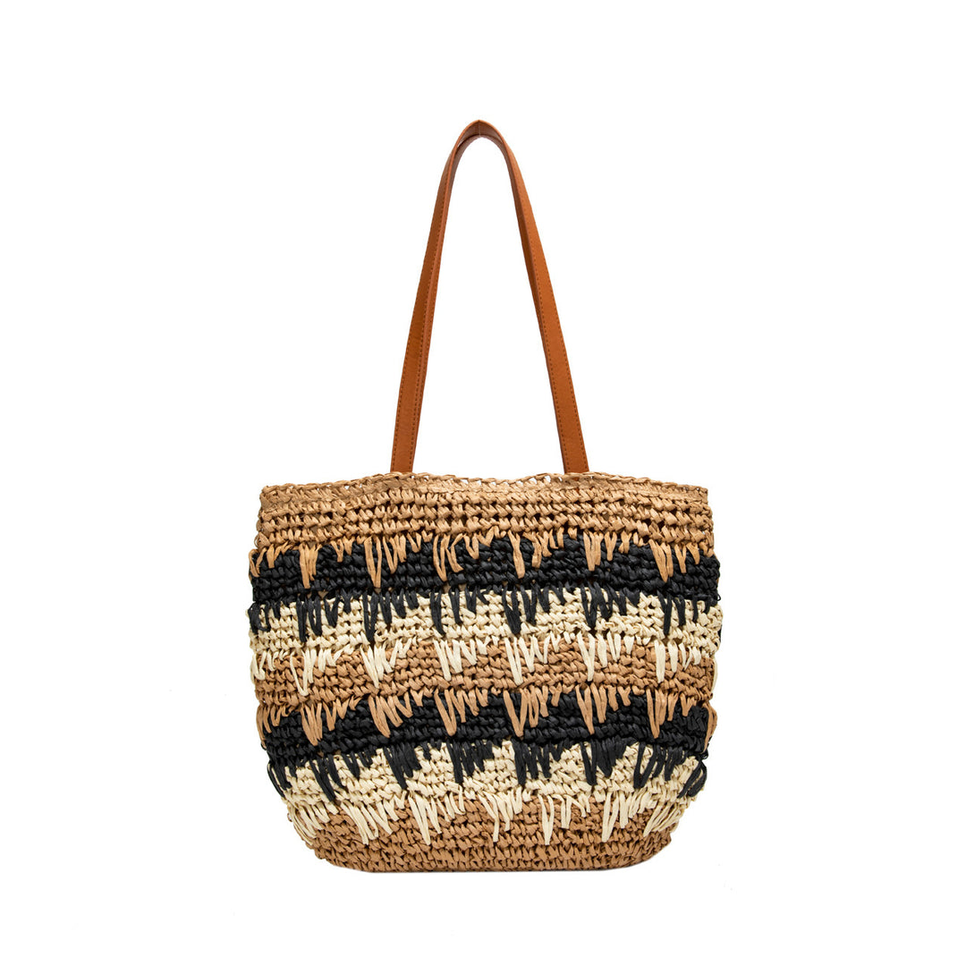 Braided beach bag with leather handles Bowlift
