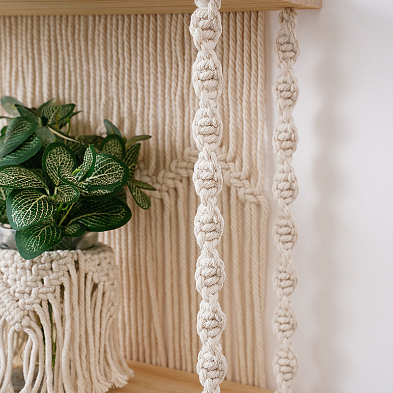 Macrame Wall Organizer with Shelves Bowlift