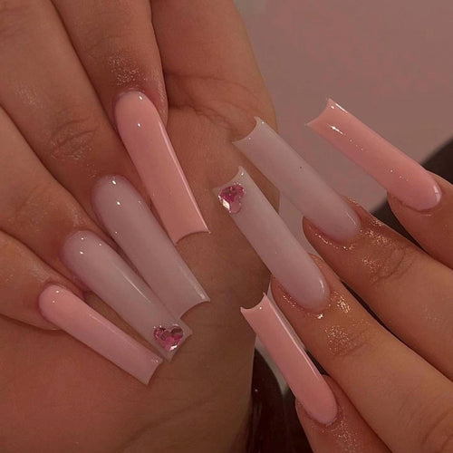 Press-On Nail Extensions with Heart Accents Bowlift