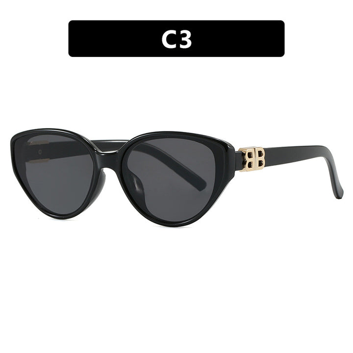 Women's fashionable cat-eye sunglasses with elegant metal frame and UV protection Bowlift