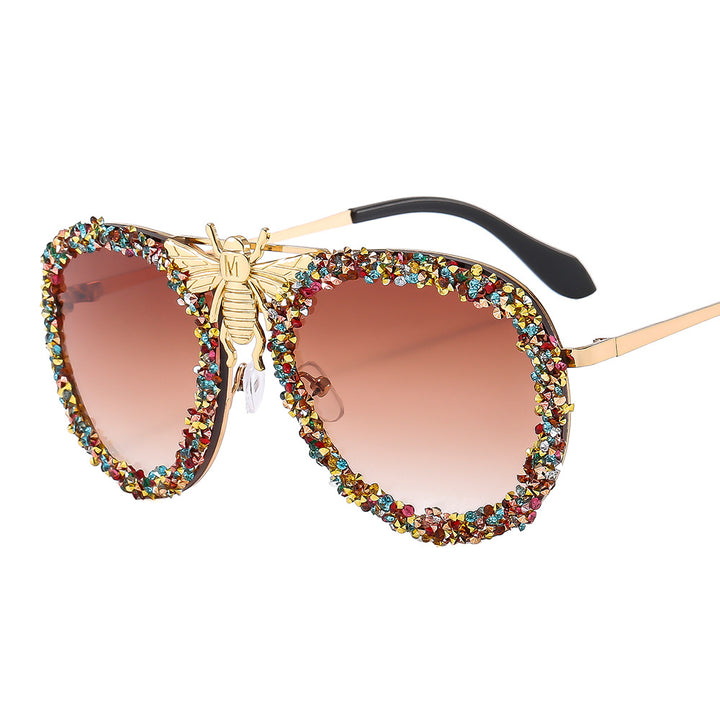Women Glamorous Oversized Sunglasses with Unique Decorative Frame Bowlift