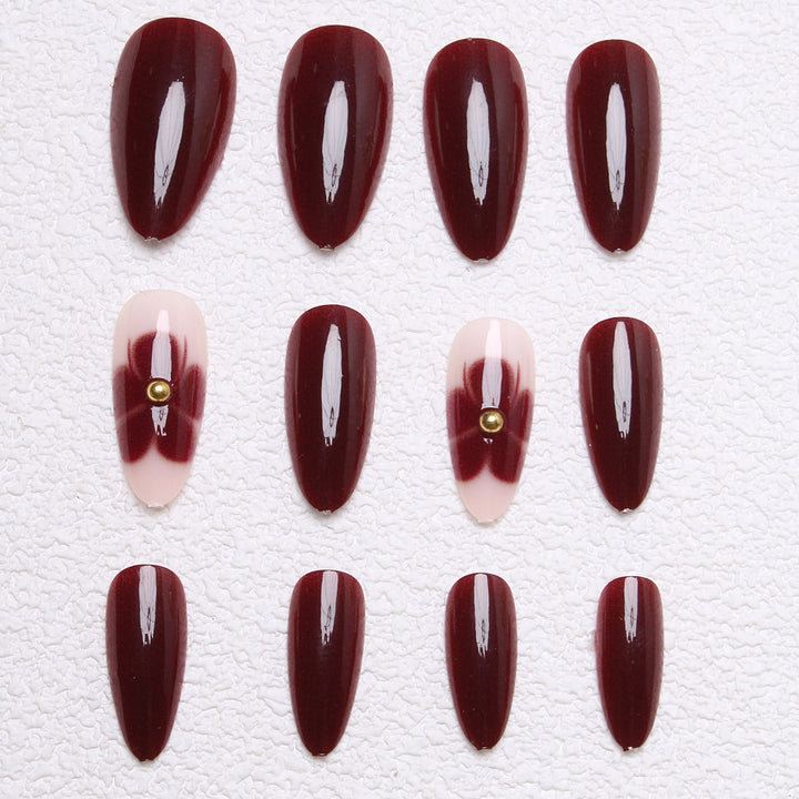 Glamorous Floral Accent Press-On Nails Bowlift