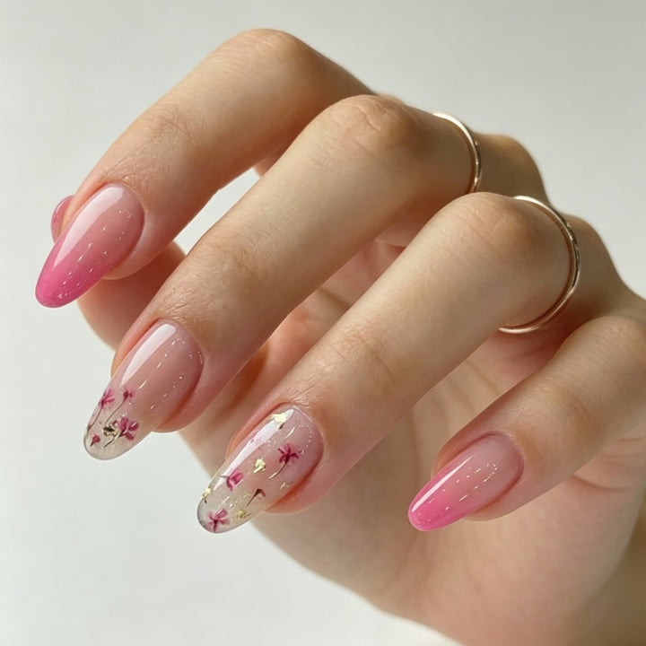 Artificial Nail Set with Elegant Floral Designs Bowlift