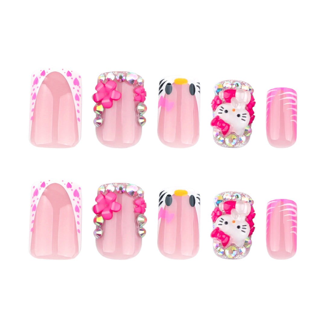 Artistic Nail Art with Animal Motifs and Glitter Accents Bowlift