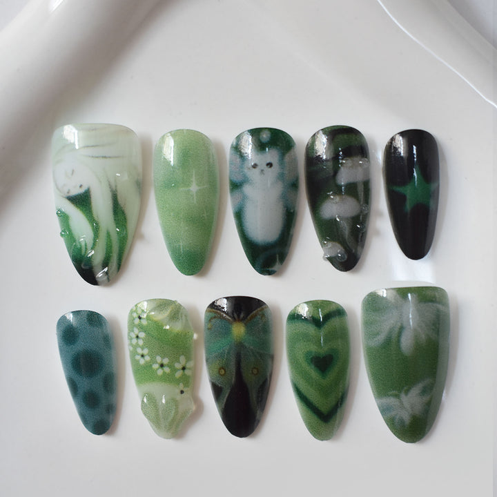 Artistic 3D Sea-Inspired Press-On Nail Art Bowlift