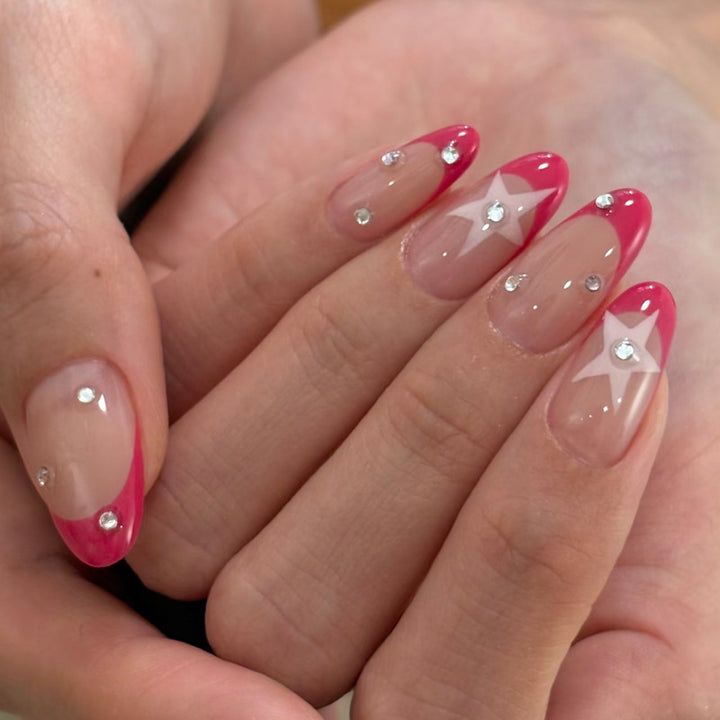 Decorative Press-On Nail Tips with Rhinestone Accents Bowlift