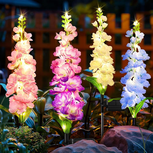 Decorative Tall Artificial Delphinium Garden Stake With Stainless Steel Spike And Adjustable Clip Bowlift