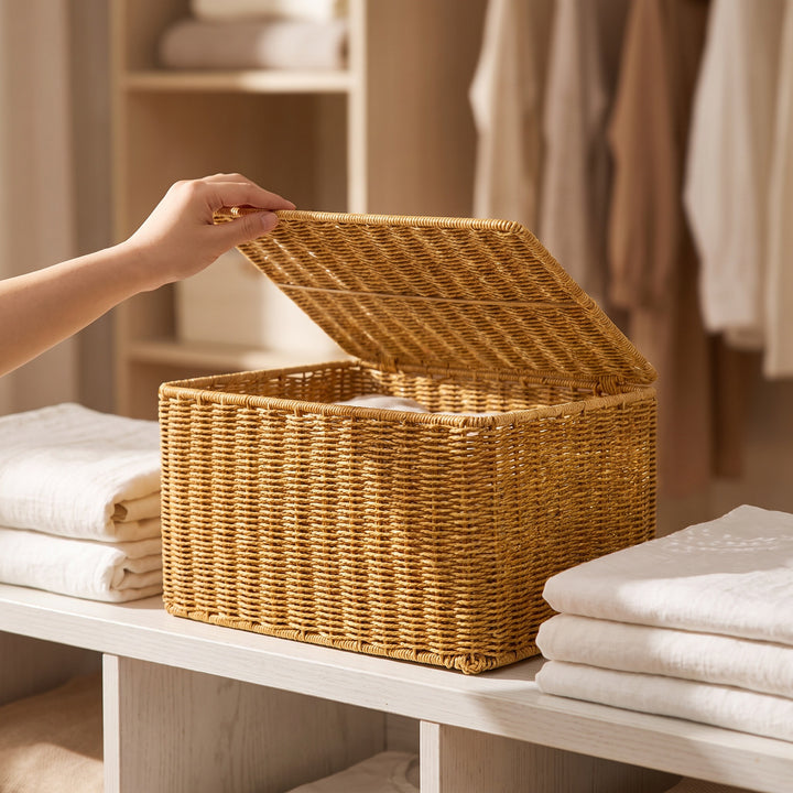 Practical storage basket with lid Bowlift