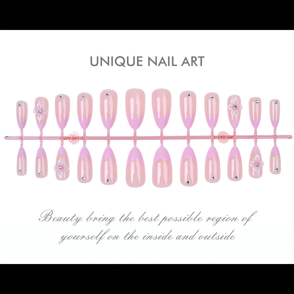 Elegant Floral-Accent Press-On Nail Set Bowlift