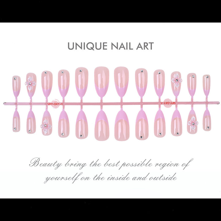 Elegant Floral-Accent Press-On Nail Set Bowlift