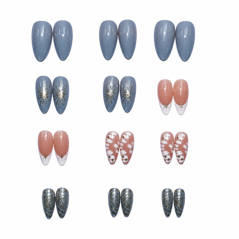 Elegant Premium Artificial Nails with Floral and Glitter Designs Bowlift