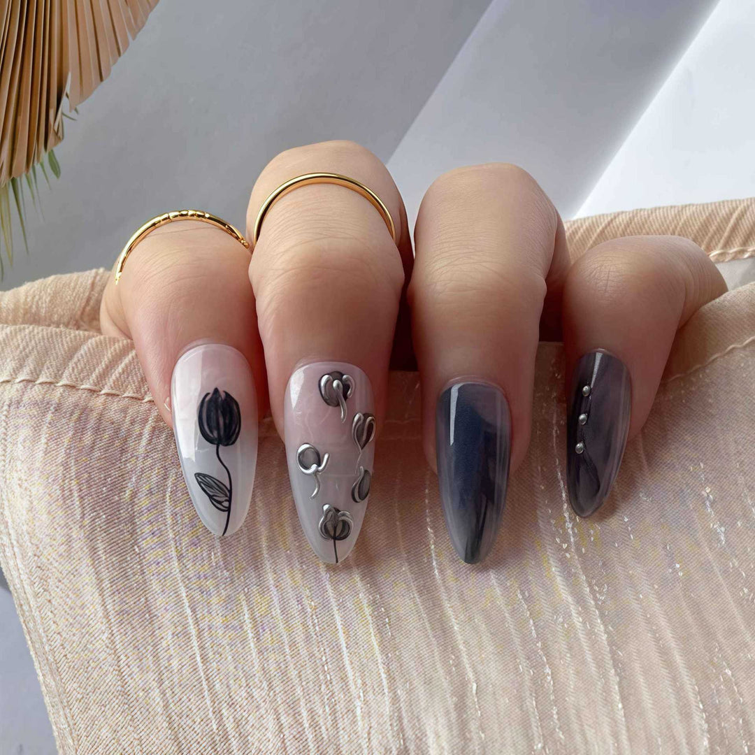 Artistic Stiletto Press-On Nail Design Bowlift