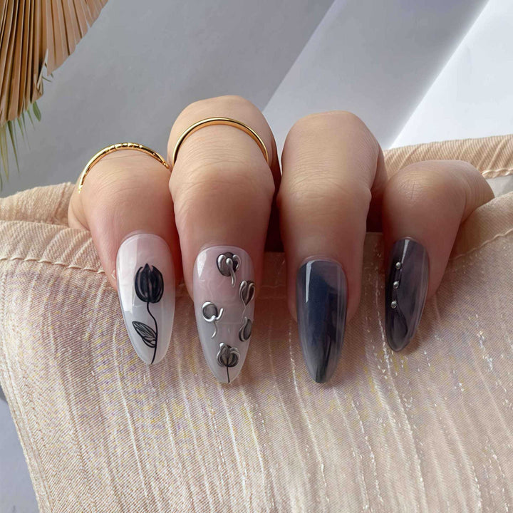 Artistic Stiletto Press-On Nail Design Bowlift