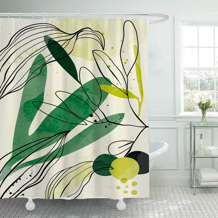 Abstract Botanical Print Shower Curtain Bowlift