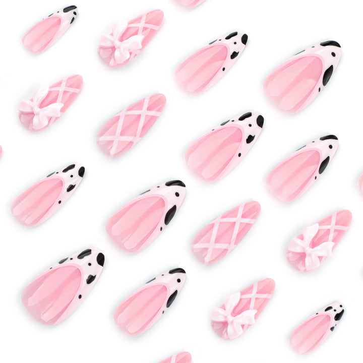 Artistic Nail Extensions with Fine Bow Patterns Bowlift