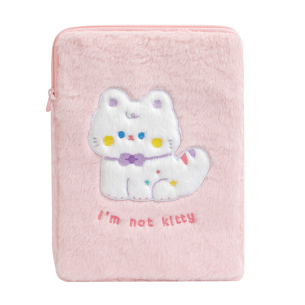 Cute Cat-Themed Furry Pencil Case Bowlift