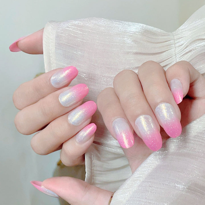Artificial nails with glitter gradient and ombre effect Bowlift