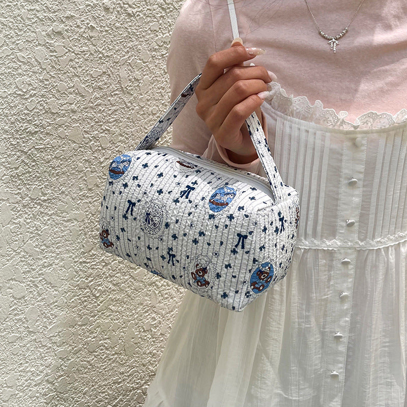 WoCharming Quilted Travel Cosmetic Bag Bowlift