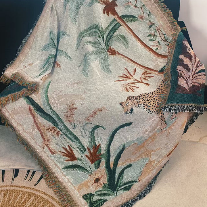 Tropical Wildlife Pattern Throw Blanket