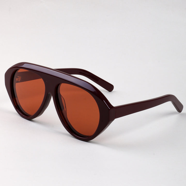 Women's Statement Sunglasses with Wide Frame and Green Lenses Bowlift