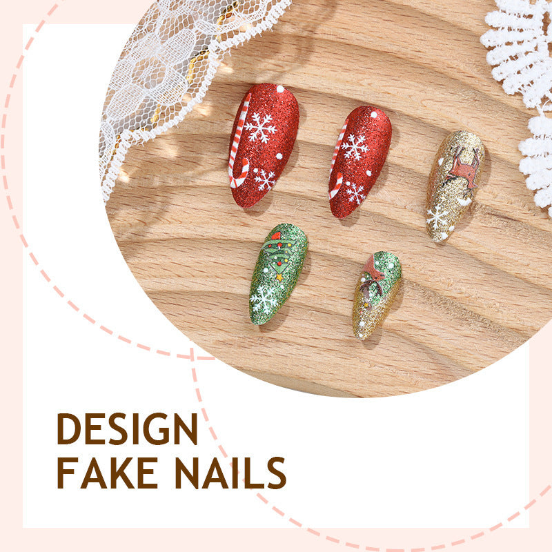 Festive Artificial Nail Set with Winter Motifs Bowlift