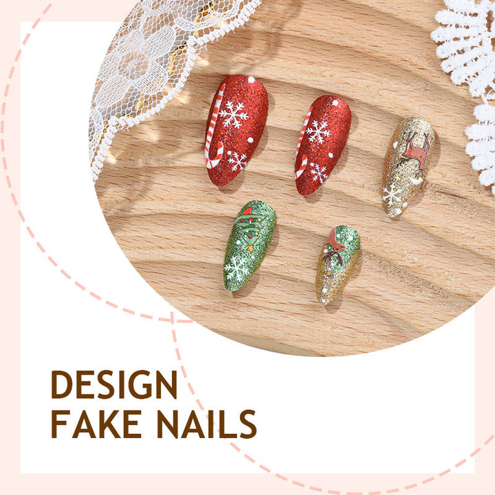 Festive Artificial Nail Set with Winter Motifs Bowlift