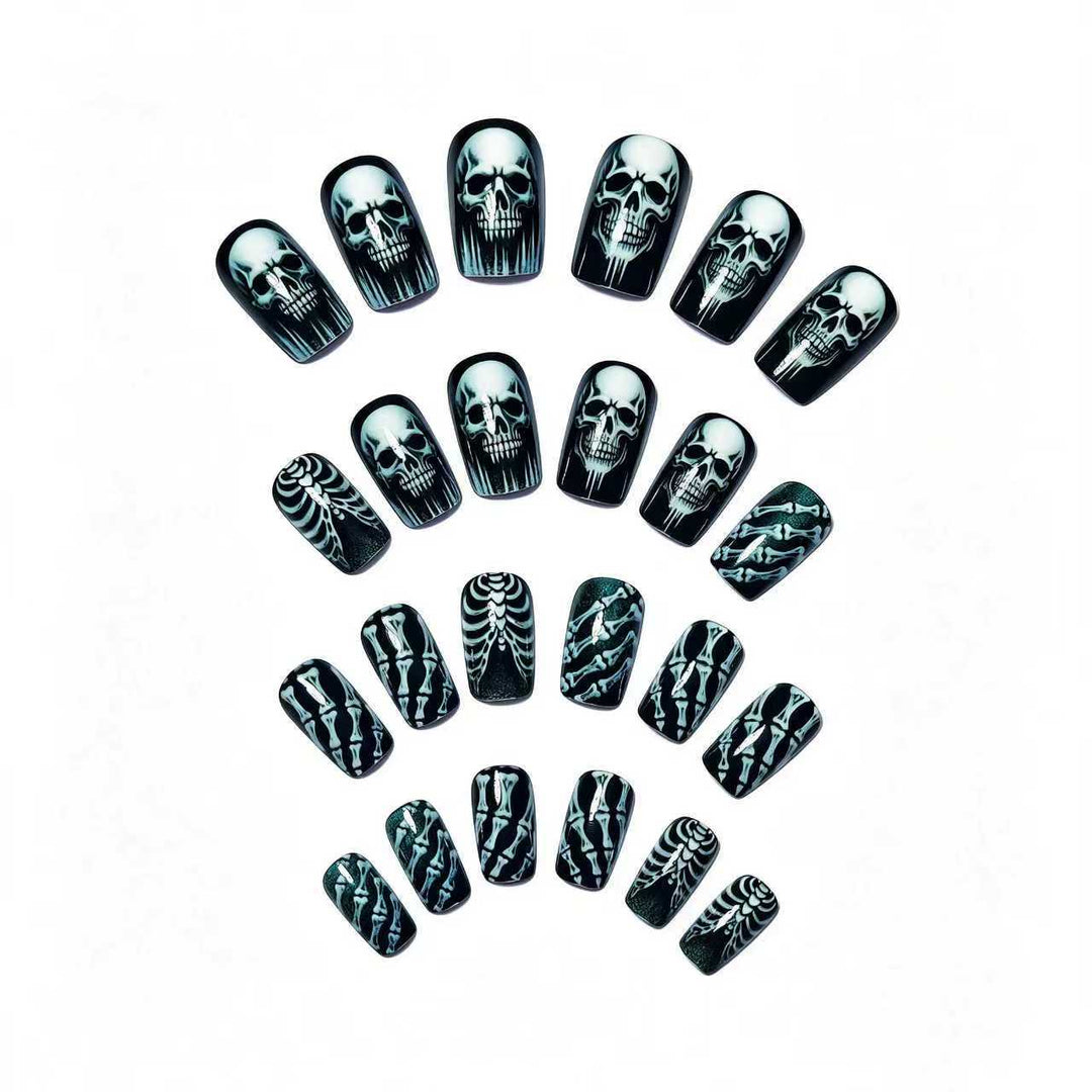 Creative artificial nails in spooky skull design Bowlift
