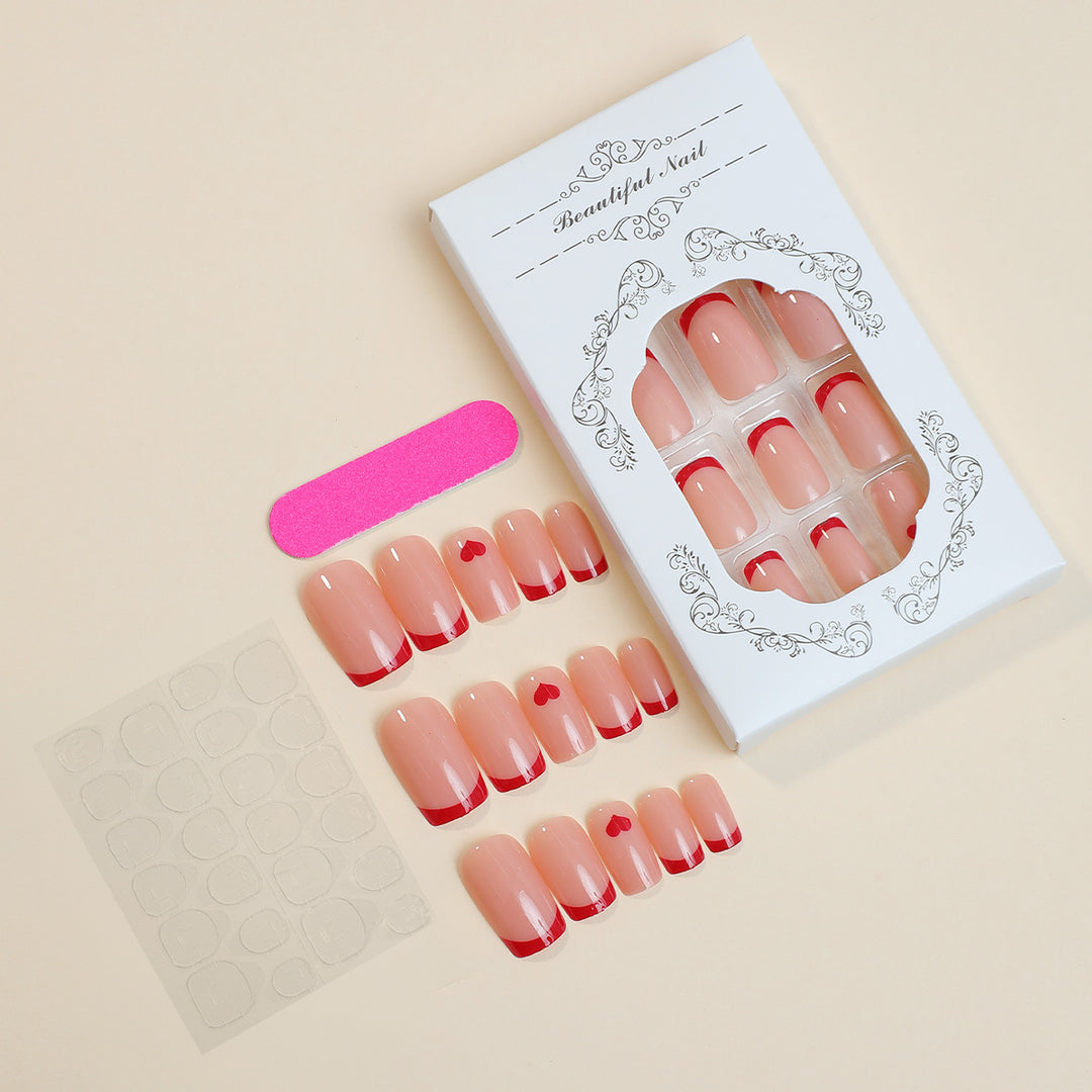 Creative Art Nail Set with Heart Accents Bowlift