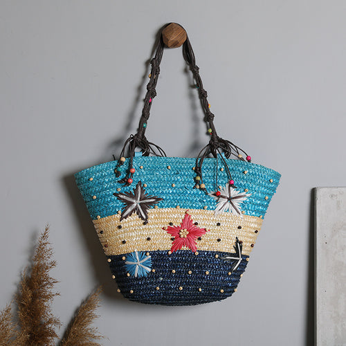 Beach bag with colorful flower pattern Bowlift