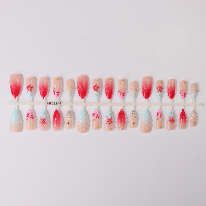 Floral Design Acrylic Nail Tips Set Bowlift