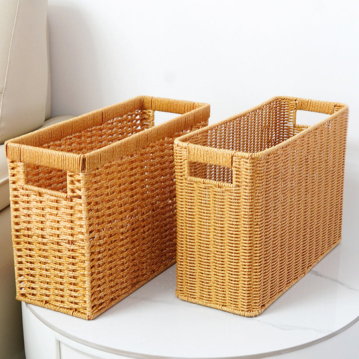 Women's Rectangular Storage Basket with Open Handles Bowlift