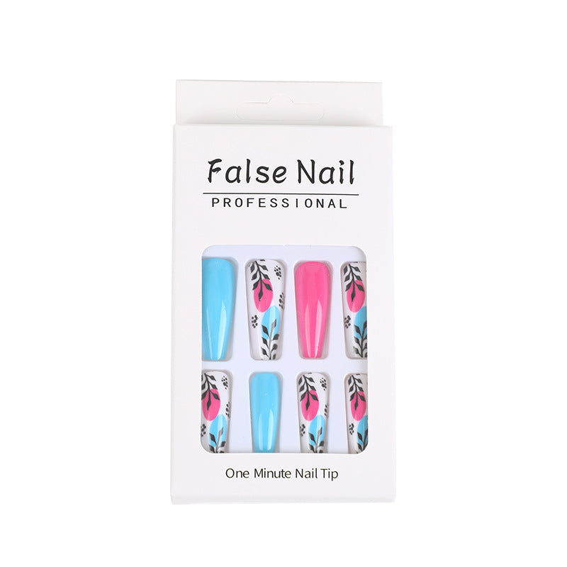 Artificial nails with floral design and creative accents Bowlift