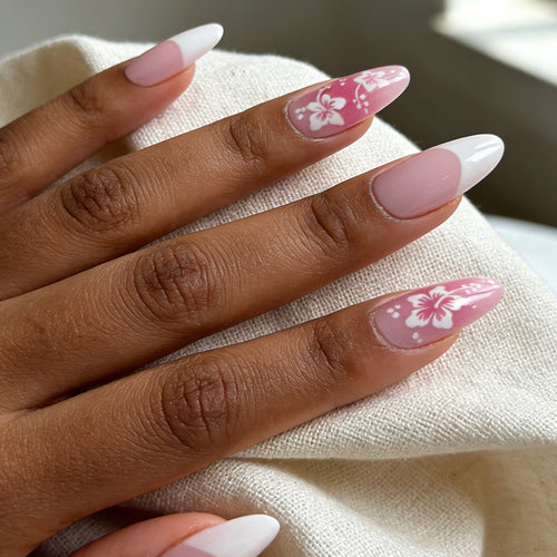 Floral Design Stiletto Nail Art Extensions Bowlift
