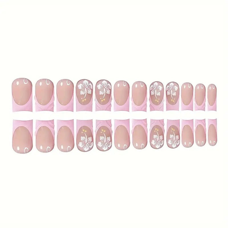 Elegant Floral Art Nail Enhancements Bowlift