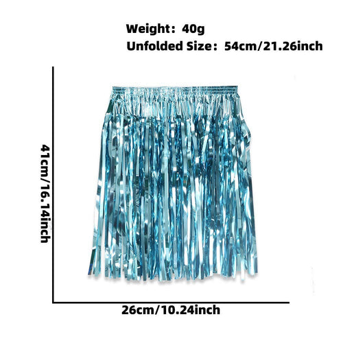 Women's nan metallic foil fringe hula skirt with elastic waistband party costume Bowlift