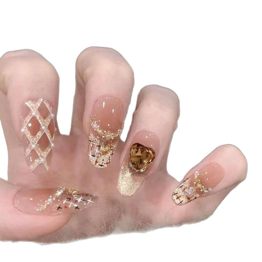 Glittering Artistic Press-On Nail Design Bowlift